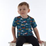 Tričko s krátkým rukávem auta na modré vel. 86