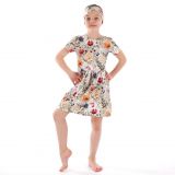 Šaty řasené 3D květy vel. 116