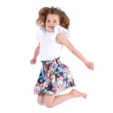 Sukně s řaseným pasem barevné květy vel. 98/104