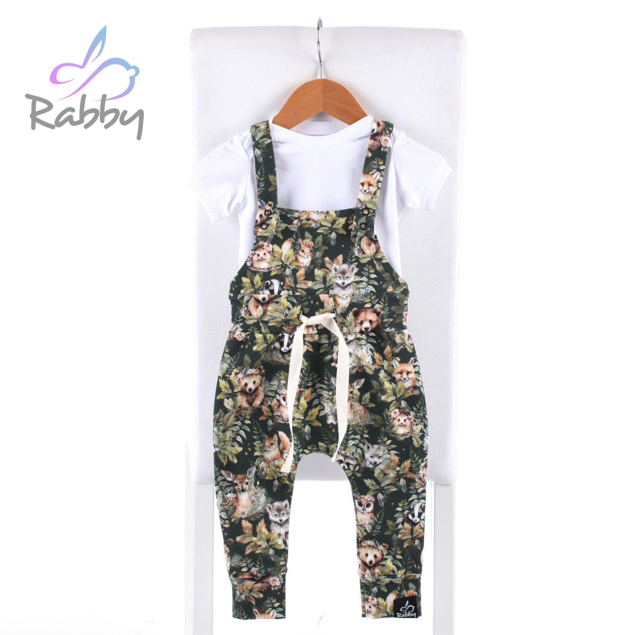 Rostoucí laclové kalhoty zvířátka na zelené vel. 92