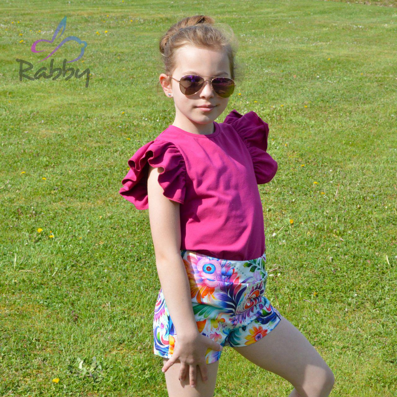 Tričko s volánovým rukávem ostružina vel. 116