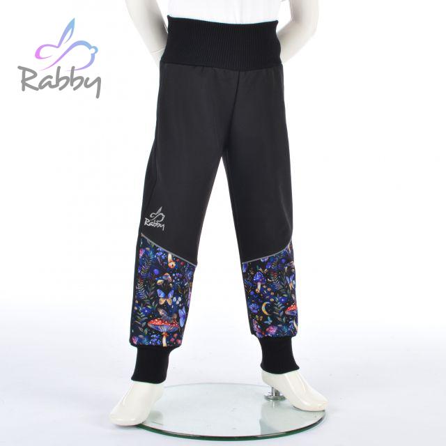 Zimní softshellové kalhoty černé s přestřižením magické houby - klasický střih vel. 92