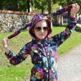 Mikina s oušky tmavé květy vel. 92