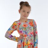 Šaty řasené s dlouhým rukávem louka vel. 92