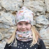 Set homeless čepice a nákrčníku princezna jednorožec vel. 48 (obvod hlavy 47-50 cm)