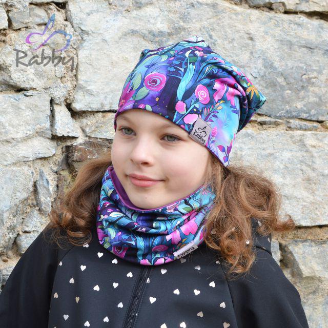 Set homeless čepice a nákrčníku rozkvetlý les vel. 48 (obvod hlavy 47-50 cm)