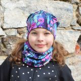 Set homeless čepice a nákrčníku rozkvetlý les vel. 48 (obvod hlavy 47-50 cm)