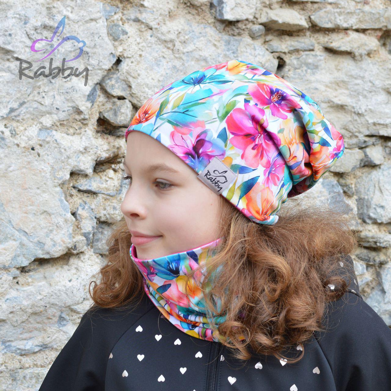 Homeless čepice pestré květy vel. 46 (obvod hlavy 45-48 cm)