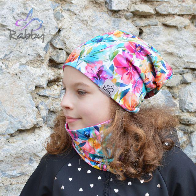 Homeless čepice pestré květy vel. 46 (obvod hlavy 45-48 cm)