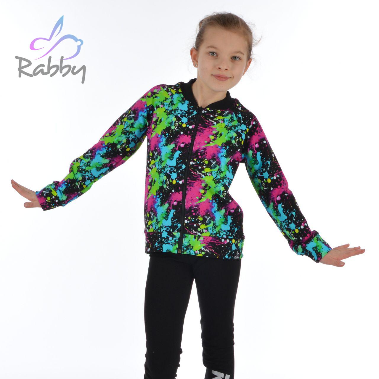 Bomber mikina na zip pestré cákance vel. 74