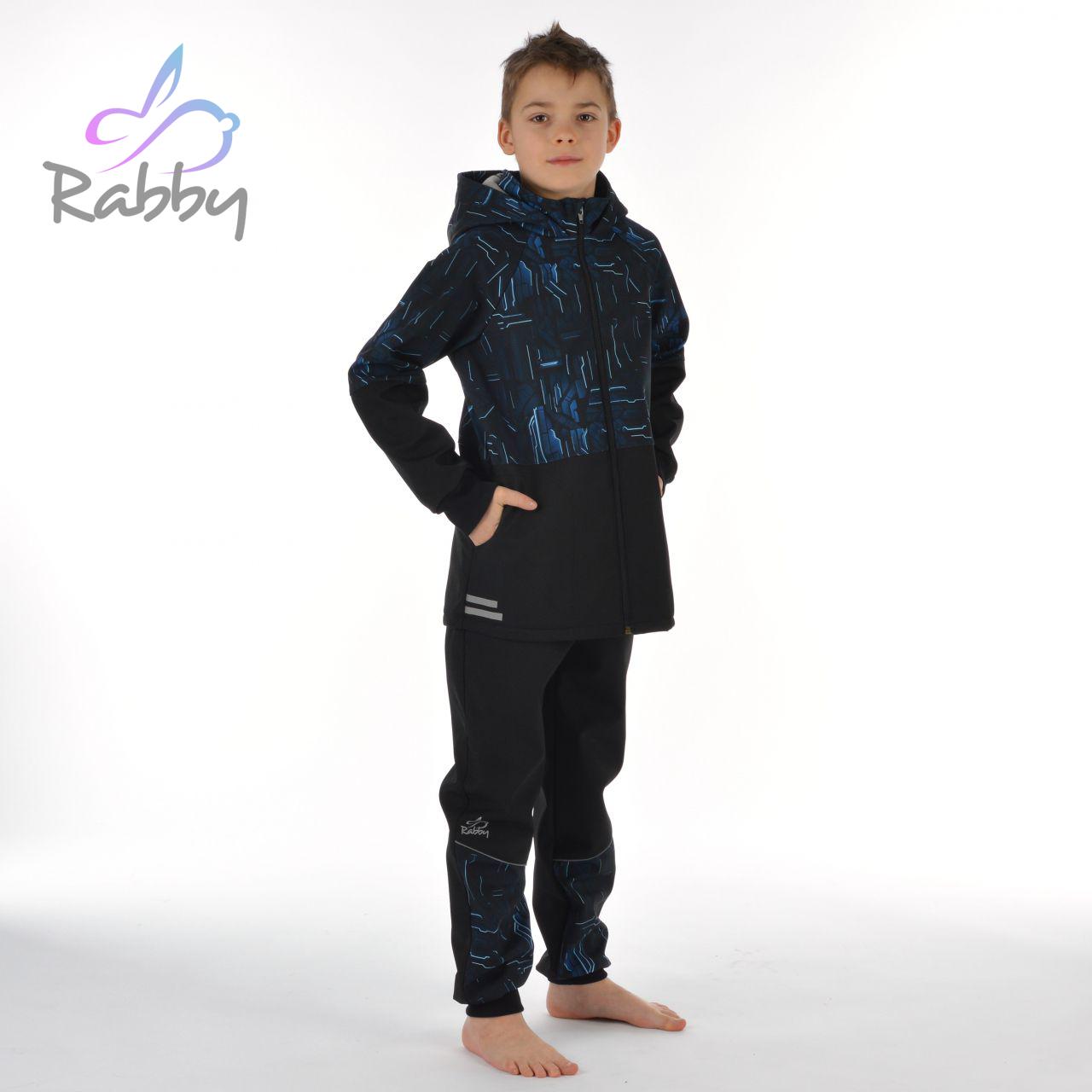 Zimní softshellové kalhoty černé s přestřižením technika - klasický střih vel. 140