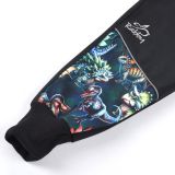 Jarní softshellové kalhoty černé s přestřižením dino na petroleji - klasický střih vel. 134