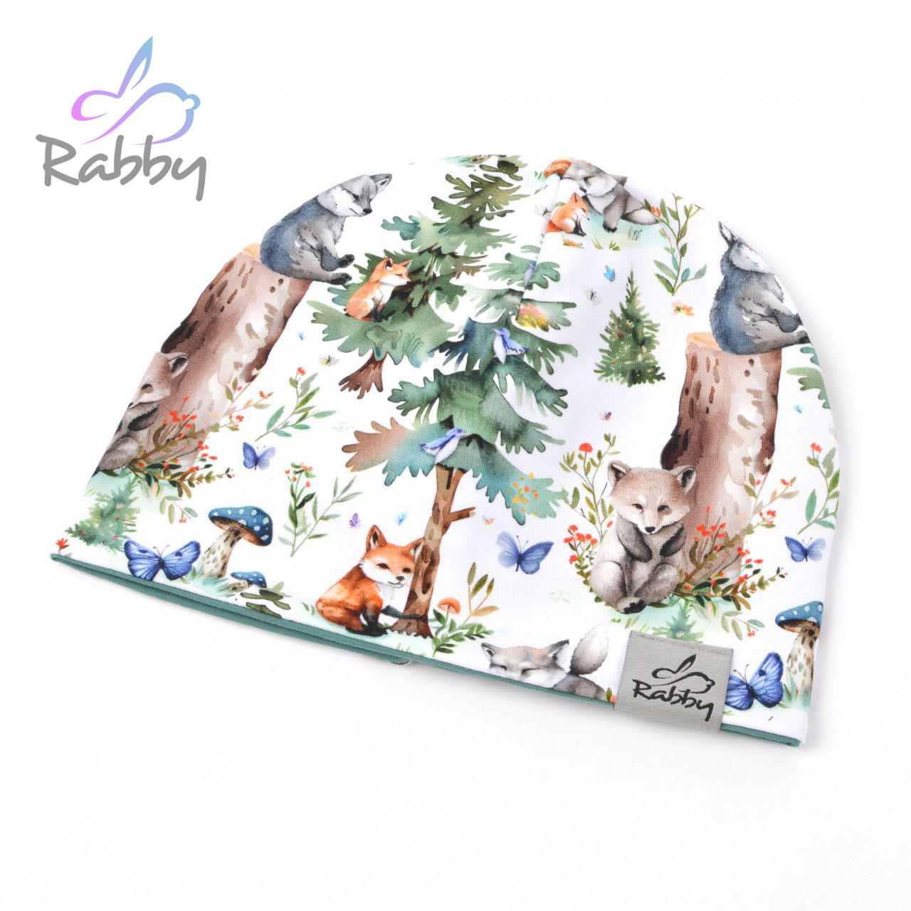 Klasická čepice zvířátka na bílé vel. 40 (obvod hlavy 39-42 cm)