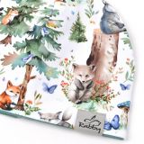 Klasická čepice zvířátka na bílé vel. 52 (obvod hlavy 51-54 cm)