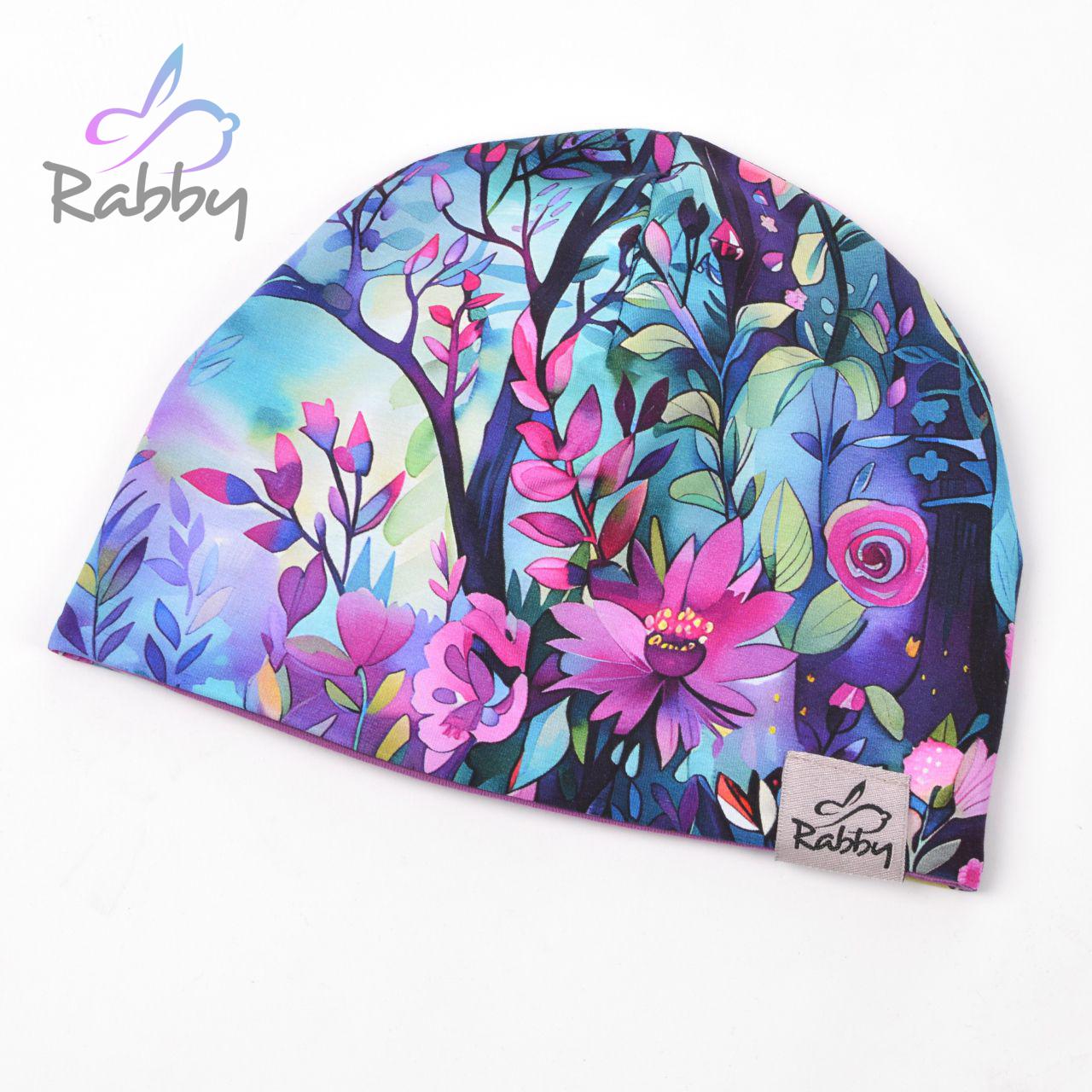 Klasická čepice rozkvetlý les vel. 46 (obvod hlavy 45-48 cm)
