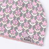 Klasická čepice kytky na šedé vel. 52 (obvod hlavy 51-54 cm)