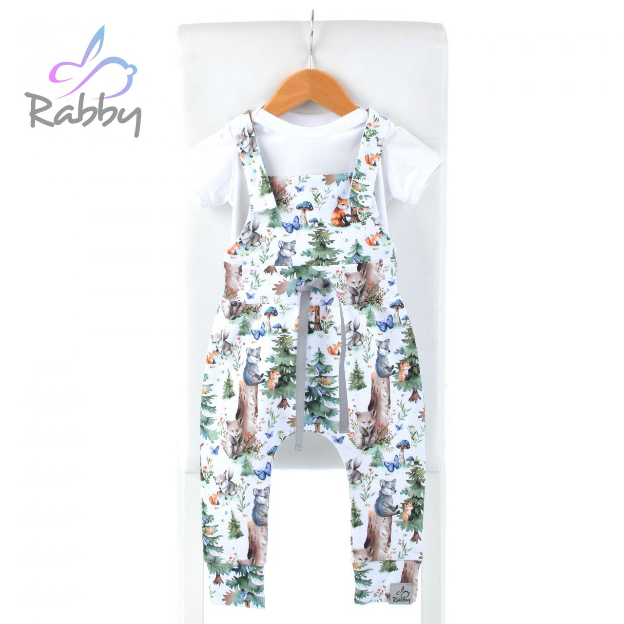 Rostoucí laclové kalhoty zvířátka na bílé vel. 56/62