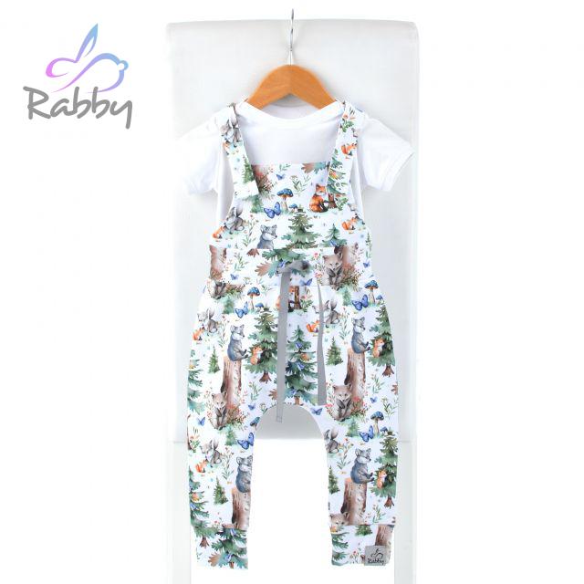 Rostoucí laclové kalhoty zvířátka na bílé vel.  74