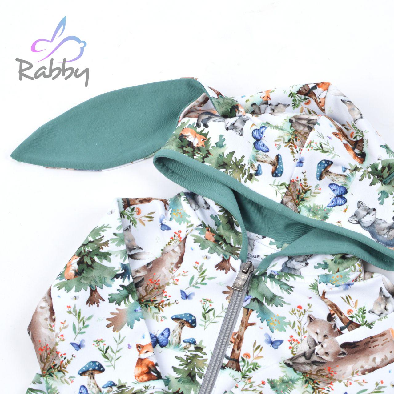 Mikina s oušky zvířátka na bílé vel. 128