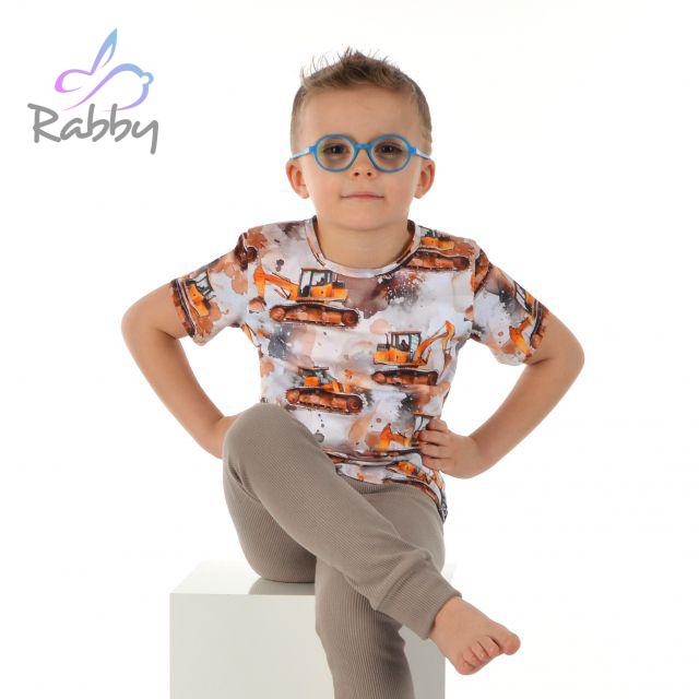 Tričko s krátkým rukávem bagry na bílé vel.  86