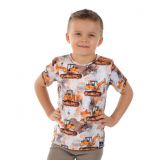 Tričko s krátkým rukávem bagry na bílé vel.  98