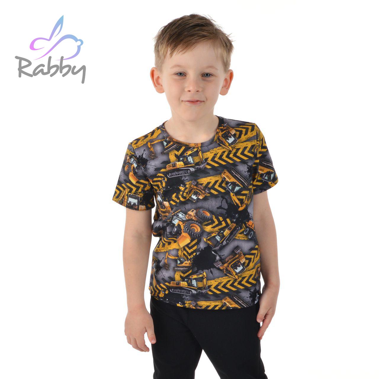 Tričko s krátkým rukávem bagry na šedé vel. 92