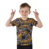 Tričko s krátkým rukávem bagry na šedé vel. 92