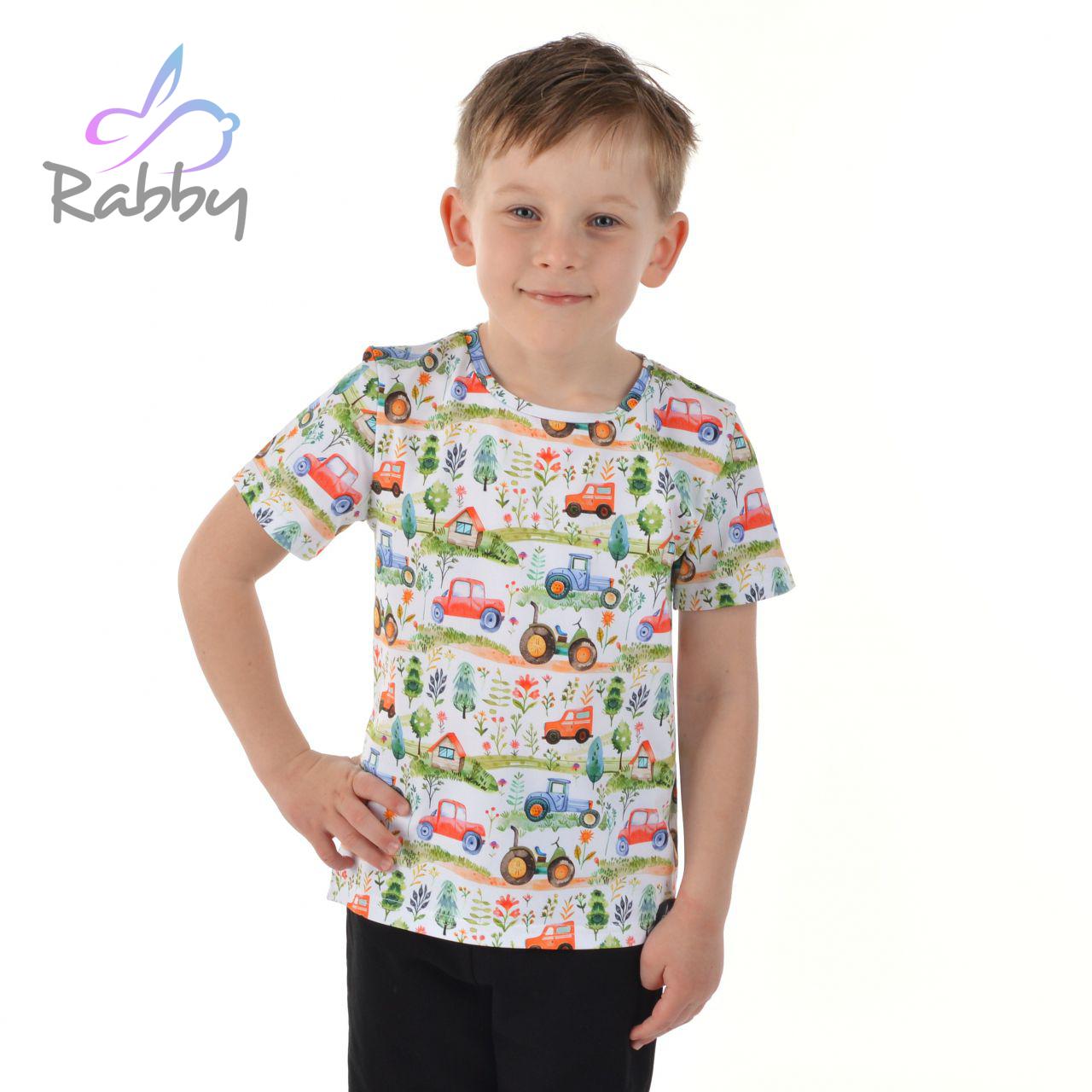 Tričko s krátkým rukávem oranžová auta vel. 128