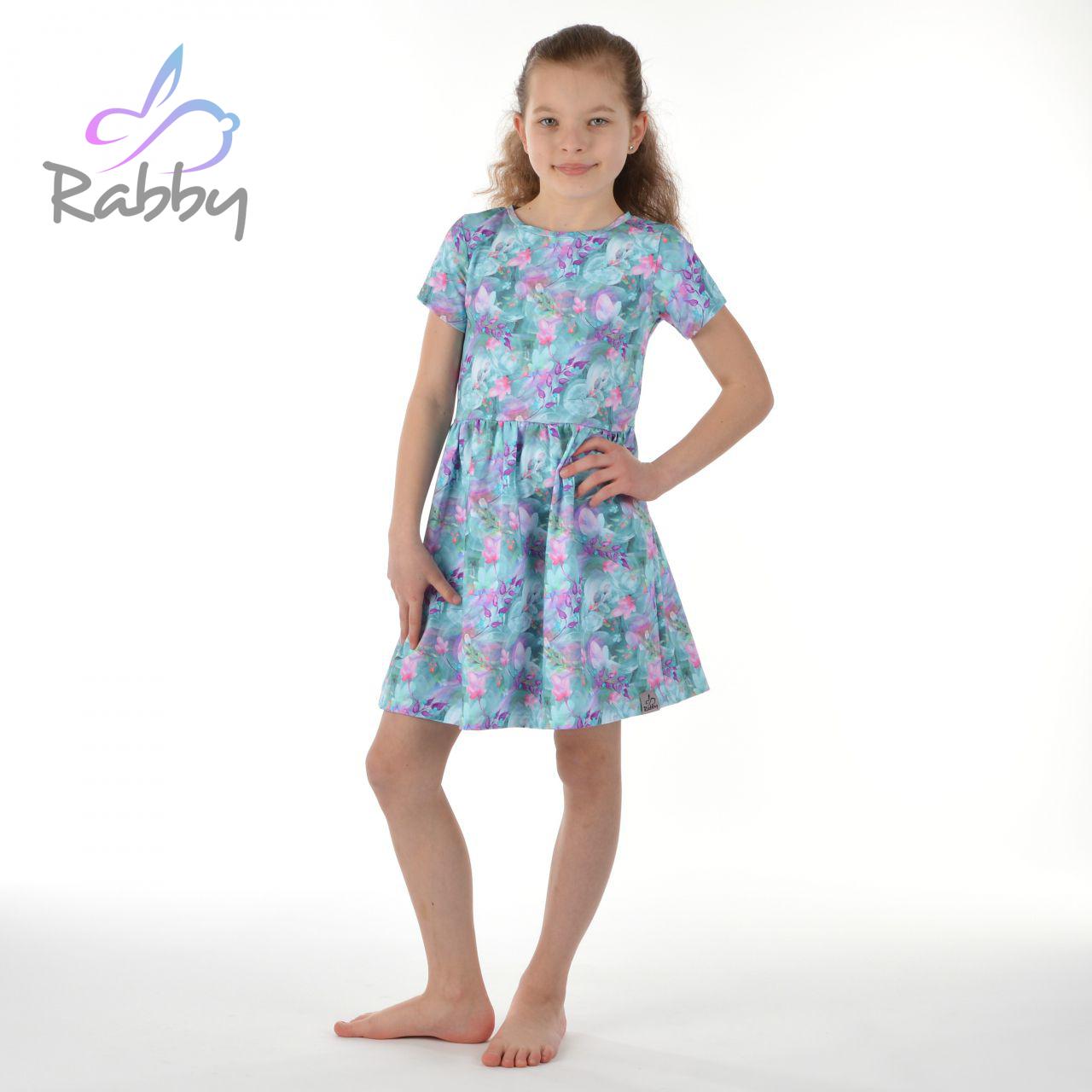 Šaty řasené lístky na mintu vel. 146