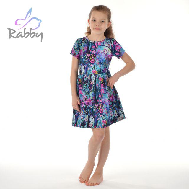 Šaty řasené rozkvetlý les vel. 86