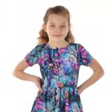 Šaty řasené rozkvetlý les vel. 140