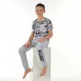 Klasické tepláky sv. šedé s černým nápisem Rabby vel. 98