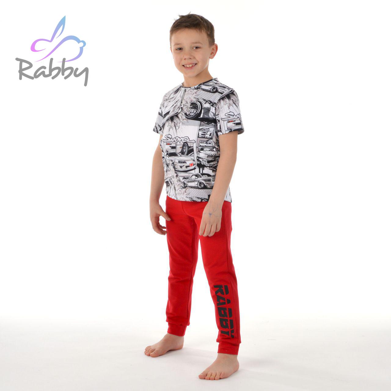 Klasické tepláky červené s černým nápisem Rabby vel. 98