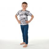 Klasické tepláky denim s černým nápisem Rabby vel. 122