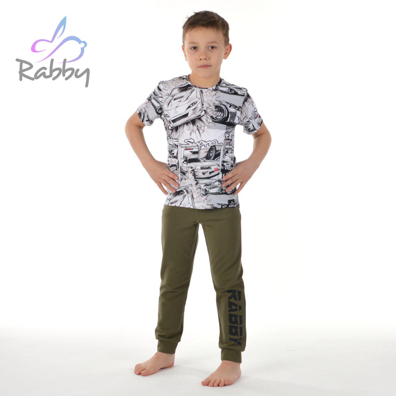 Klasické tepláky khaki s černým nápisem Rabby vel. 140