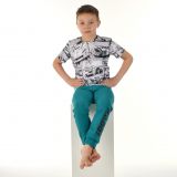 Klasické tepláky petrolejové s černým nápisem Rabby vel. 140