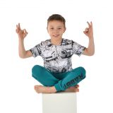 Klasické tepláky petrolejové s černým nápisem Rabby vel. 140