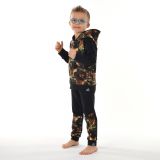 Klasické tepláky černé s přestřižením zelené traktory vel. 122