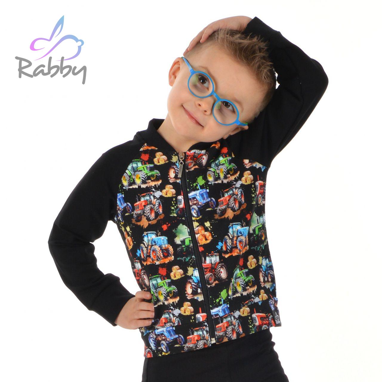 Bomber mikina na zip traktory na černé vel. 140