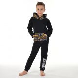 Mikina s kapucí a kapsou bagry na šedé vel. 122