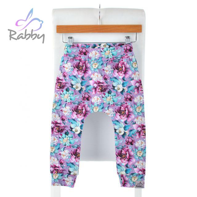 Baggy tepláčky fialové květy vel.  98