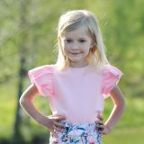 Tričko s volánovým rukávem baby růžové vel. 140