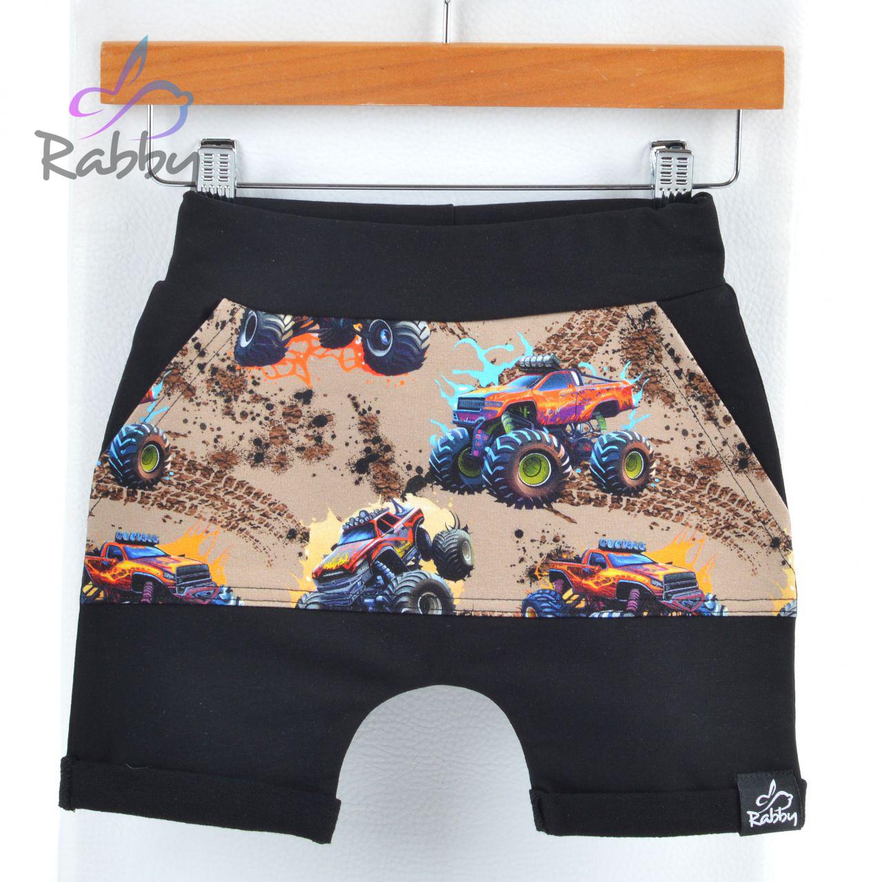 Baggy kraťasy černé s kapsou trucky na hnědé vel.  80/86