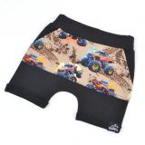 Baggy kraťasy černé s kapsou trucky na hnědé vel. 104/110