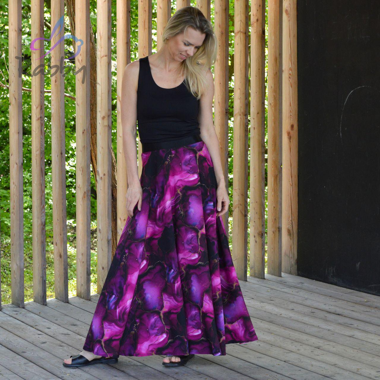 Dámská sukně dlouhá fialový mramor vel. XS