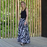 Dámská sukně dlouhá smetanovočerné květy vel. XXL