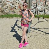 Tričko s volánovým rukávem liška s květy vel. 134