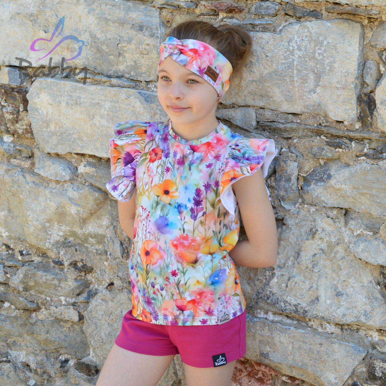 Tričko s volánovým rukávem louka vel. 92