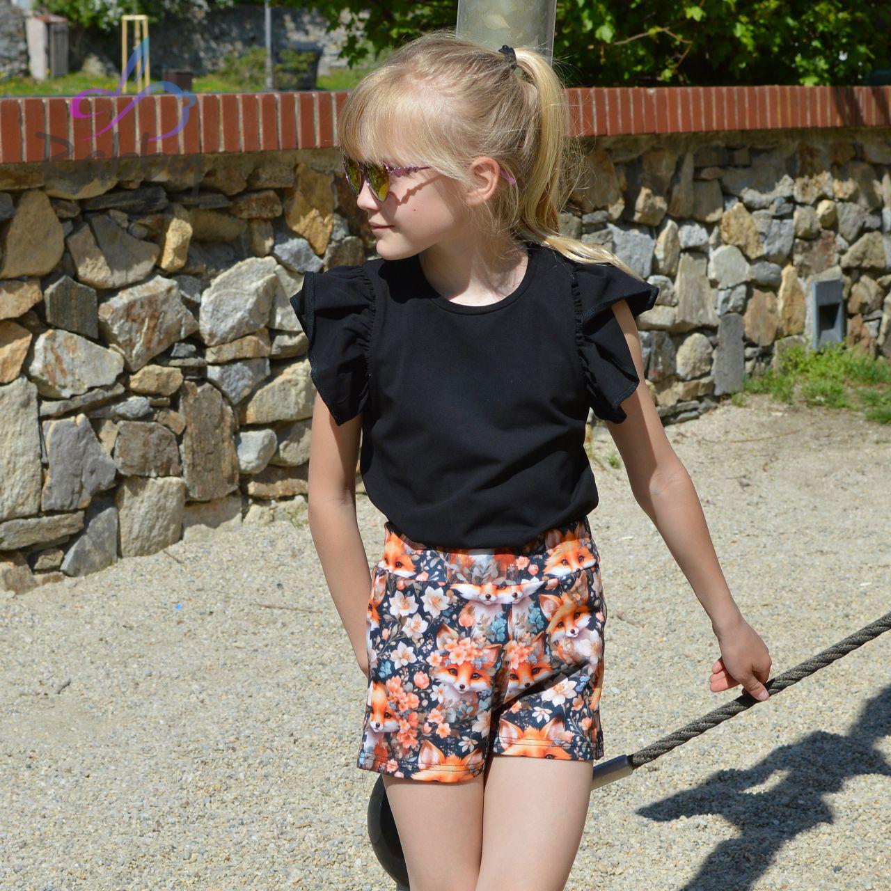 Dívčí kraťasy liška s květy vel. 116