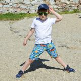 Klasické kraťasy auta ve městě vel. 140